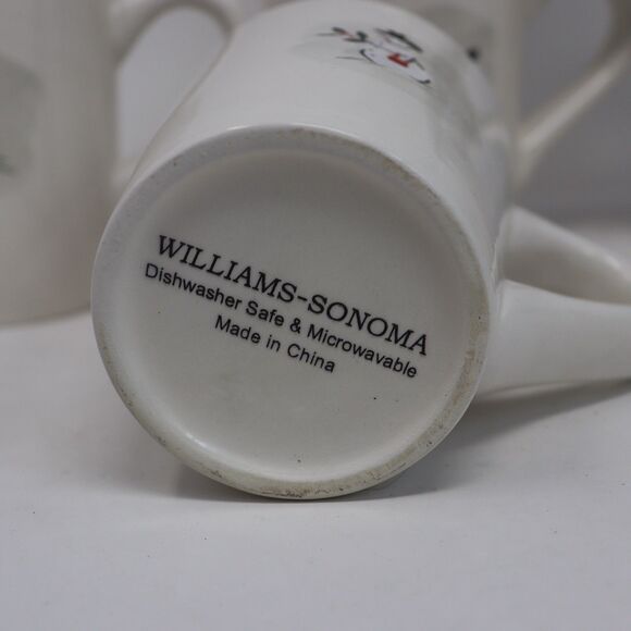 Williams Sonoma White Snowman Coffee Cups Holiday Christmas Winter Set of 5 - Picture 4 of 5